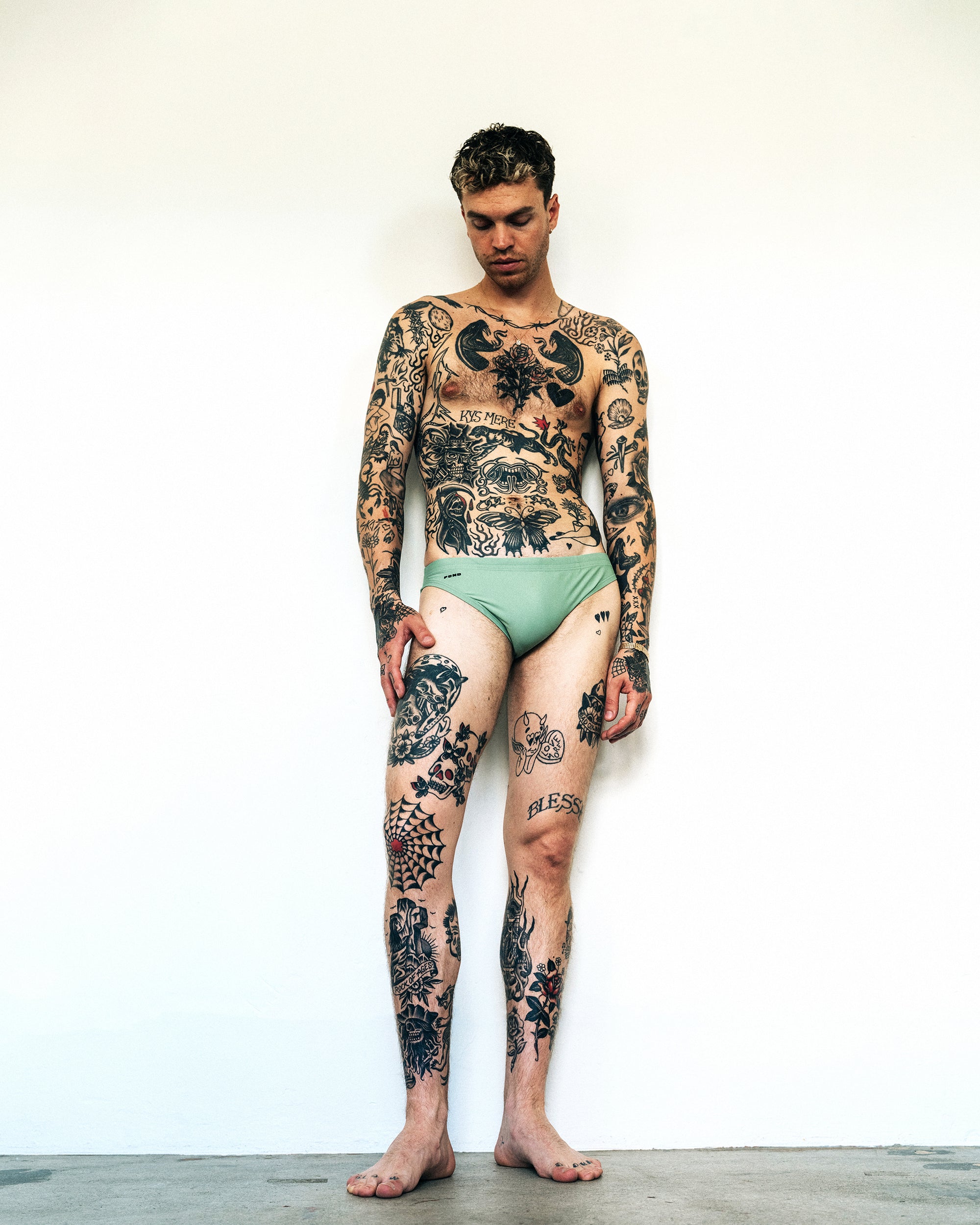Pool Swim Brief 1.5" Sage Green