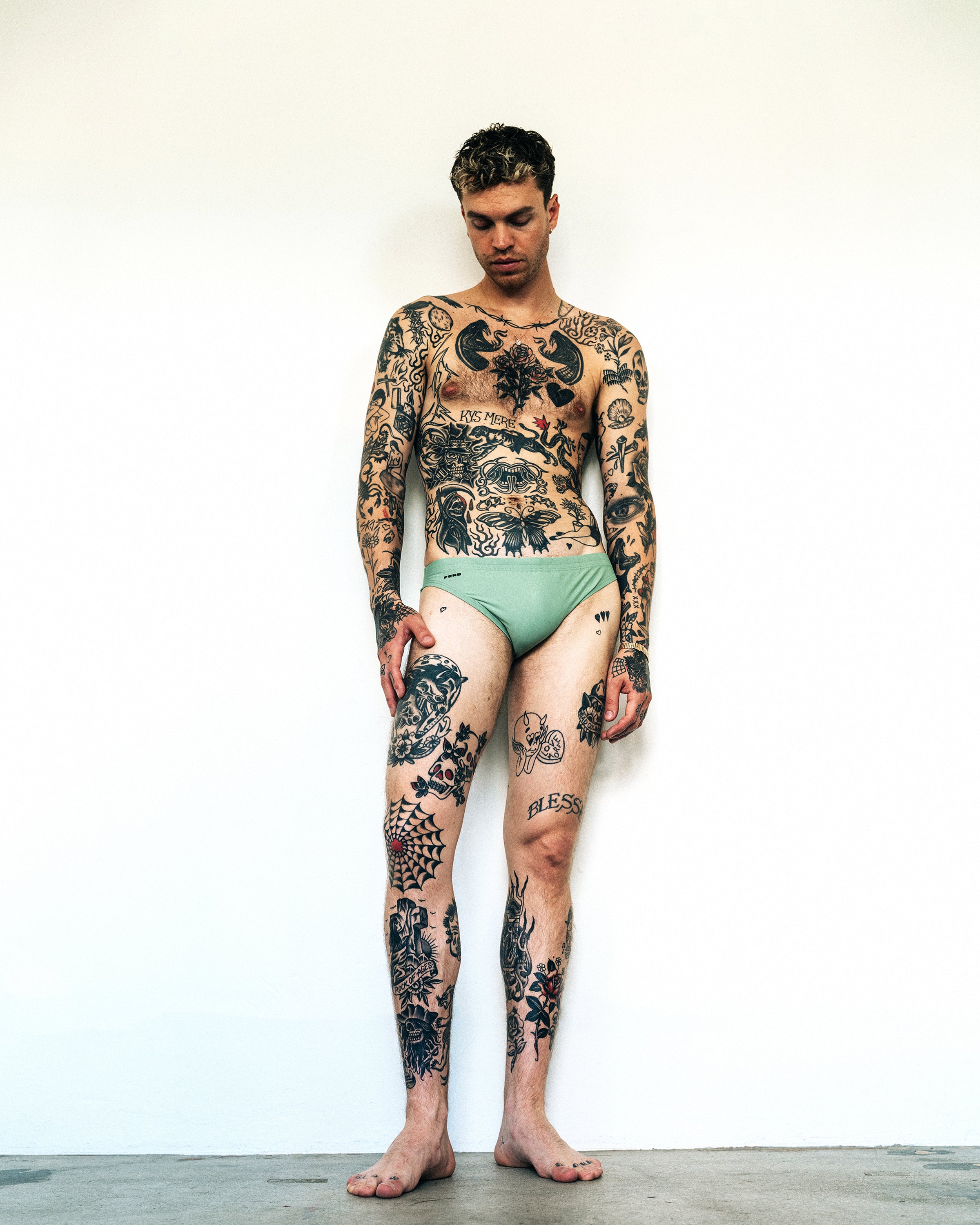 Pool Swim Brief 1.5" Sage Green